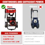 Pressure Washer Gas Powered, 3500PSI High Pressure Power Washer W/7.0HP Aluminum Pump, 210CC Powerful Engine, Maximum Spray 32.8FT, 4 Nozzles, for Cars/Motorcyc - Image 8