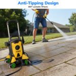 TCISA Electric Pressure Washer,4000 PSI Max 2.8 GPM Power Washer with 35FT Cord,20FT Hose,Adjustable Nozzle 0-120°,Foam Cannon for Car Garden Patio Yellow - Image 3