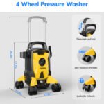 TCISA Electric Pressure Washer,4000 PSI Max 2.8 GPM Power Washer with 35FT Cord,20FT Hose,Adjustable Nozzle 0-120°,Foam Cannon for Car Garden Patio Yellow - Image 5