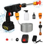 Cordless Pressure Washer, 21V 900PSI High Pressure Cordless Power Washer with Portable 2 Nozzles 16.4FT Water Pipe Power Cleaner for Patio Cleaning Car Washing,