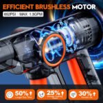 Tanbaby Portable Cordless Pressure Washer, Electric Power Washer Battery Powered, Handheld Car Washer with 6-in-1 Nozzle,17FT Drain Hose, Power Cleaner for Pati - Image 6