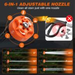 Tanbaby Portable Cordless Pressure Washer, Electric Power Washer Battery Powered, Handheld Car Washer with 6-in-1 Nozzle,17FT Drain Hose, Power Cleaner for Pati - Image 8