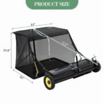 Towallmark Lawn Sweeper, 44 Inch Tow Behind Leaf Collector, Heavy Duty Grass Sweeper With Adjustable Height, Large Capacity Debris Collector For Yard Lawn Care, - Image 5