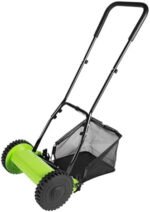 Push Lawn Sweeper, Adjustable Height Lawn Mower with 6-Gallon Collection Bag, Dethatcher Scarifier with 5 Blades, Cutting Width 300mm/12inch$$Garden &