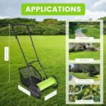Push Lawn Sweeper, Adjustable Height Lawn Mower with 6-Gallon Collection Bag, Dethatcher Scarifier with 5 Blades, Cutting Width 300mm/12inch$$Garden & - Image 2