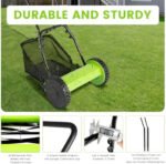 Push Lawn Sweeper, Adjustable Height Lawn Mower with 6-Gallon Collection Bag, Dethatcher Scarifier with 5 Blades, Cutting Width 300mm/12inch$$Garden & - Image 3