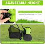 Push Lawn Sweeper, Adjustable Height Lawn Mower with 6-Gallon Collection Bag, Dethatcher Scarifier with 5 Blades, Cutting Width 300mm/12inch$$Garden & - Image 5