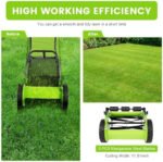 Push Lawn Sweeper, Adjustable Height Lawn Mower with 6-Gallon Collection Bag, Dethatcher Scarifier with 5 Blades, Cutting Width 300mm/12inch$$Garden & - Image 8