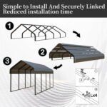 Heavy Duty 20x20 ft Steel Carport - Reinforced Frame All-Weather Protection for 2 Cars, Trucks, Boats, RVs ,Portable Garage Shelter for Yard, Backyard - Image 3