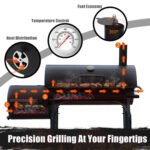 laraVist Charcoal Offset Smoker Grill, Dual-Zone BBQ with Thermometer & Wheels, Family-Size 512 sq.in - Image 3