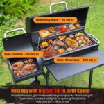 laraVist Charcoal Offset Smoker Grill, Dual-Zone BBQ with Thermometer & Wheels, Family-Size 512 sq.in - Image 7