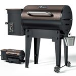 KingChii 456 sq. in Wood Pellet Smoker & Grill BBQ with Auto Temperature Control, Folding Legs for Outdoor Patio RV, Bronze