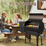 KingChii 456 sq. in Wood Pellet Smoker & Grill BBQ with Auto Temperature Control, Folding Legs for Outdoor Patio RV, Bronze - Image 2