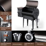 KingChii 456 sq. in Wood Pellet Smoker & Grill BBQ with Auto Temperature Control, Folding Legs for Outdoor Patio RV, Bronze - Image 3