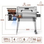 KingChii 456 sq. in Wood Pellet Smoker & Grill BBQ with Auto Temperature Control, Folding Legs for Outdoor Patio RV, Bronze - Image 7