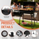Zimtown BBQ Charcoal Grill Outdoor Barbecue Pit with Offset Smoker for Outdoor Cooking - Image 2