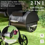 Summit Living Charcoal Grill with Offset Smoker 941 sq.in. Extra Large BBQ Grill Black - Image 5
