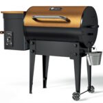 KingChii 456 sq. in Wood Pellet Smoker & Grill BBQ with Auto Temperature Control, Folding Legs for Outdoor Patio RV, Yellow-brown