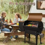 KingChii 456 sq. in Wood Pellet Smoker & Grill BBQ with Auto Temperature Control, Folding Legs for Outdoor Patio RV, Yellow-brown - Image 2