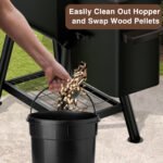 KingChii 456 sq. in Wood Pellet Smoker & Grill BBQ with Auto Temperature Control, Folding Legs for Outdoor Patio RV, Yellow-brown - Image 4