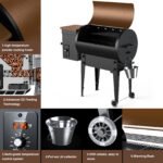 KingChii 456 sq. in Wood Pellet Smoker & Grill BBQ with Auto Temperature Control, Folding Legs for Outdoor Patio RV, Yellow-brown - Image 6