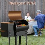 KingChii 456 sq. in Wood Pellet Smoker & Grill BBQ with Auto Temperature Control, Folding Legs for Outdoor Patio RV, Yellow-brown - Image 7