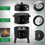 YDLW 3-in-1 Vertical Charcoal Smoker Portable BBQ Smoker Grill with Detachable 2 Layer,Black - Image 8