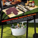 Seizeen Charcoal Grill w/Smoker, Outdoor BBQ Grill with Side Table, Portable Offset Smoker W/2-Zone Area - Image 4