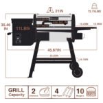 KingChii 456 SQ.IN Pellet Grill Smoker with Side Shelf, 8 IN 1 BBQ Grill with PID Temperature Control for Outdoor Cooking, BBQ Camping and Patio, Brown - Image 3