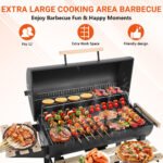 Seizeen Charcoal Grill with Thermometer & Large Cooking Space, Smoker Grill, BBQ Grills for Camping & Picnic, Iron, black - Image 5