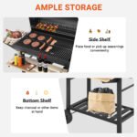 Seizeen Charcoal Grill with Thermometer & Large Cooking Space, Smoker Grill, BBQ Grills for Camping & Picnic, Iron, black - Image 6