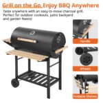 Seizeen Charcoal Grill with Thermometer & Large Cooking Space, Smoker Grill, BBQ Grills for Camping & Picnic, Iron, black - Image 7