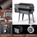 KingChii 456 SQ.IN. Wood Pellet Grill & Smoker with Automatic Temperature Control, Foldable Legs for Easy Storage and Transport, Multifunctional BBQ Grill for O - Image 3