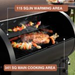 KingChii 456 SQ.IN. Wood Pellet Grill & Smoker with Automatic Temperature Control, Foldable Legs for Easy Storage and Transport, Multifunctional BBQ Grill for O - Image 5