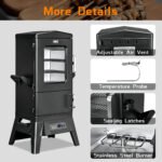 Masion Backyards 40" Electric Smoker Grill, Black – Vertical BBQ Smoker with 633 Sq In Cooking Space, 4 Removable Racks, Meat Probe & Easy-Load Wood Chip Tray - Image 4
