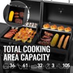 Royal Gourmet ZH3005Y 2-Burner Gas and Charcoal Combo Grill with Offset Smoker & Side Burner - Image 3