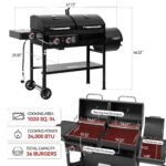 Royal Gourmet ZH3005Y 2-Burner Gas and Charcoal Combo Grill with Offset Smoker & Side Burner - Image 6