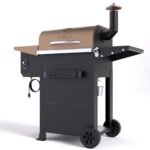 Z GRILLS Flame Expert 572 Sq.in Cooking Area 8 in 1 Wood Pellet Grill & Smoker with Direct Flame Searing, Auto Temperature Control for Outdoor BBQ, Bronze-6002B