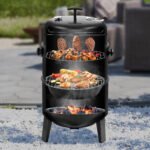 Master Cook Vertical 16" Steel Charcoal Smoker Grill, Heavy Duty 4 in 1 Fire Pit with built-in Thermometer & Adjustable Vent System Black - Image 2