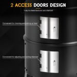 Master Cook Vertical 16" Steel Charcoal Smoker Grill, Heavy Duty 4 in 1 Fire Pit with built-in Thermometer & Adjustable Vent System Black - Image 4