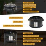 Master Cook Vertical 16" Steel Charcoal Smoker Grill, Heavy Duty 4 in 1 Fire Pit with built-in Thermometer & Adjustable Vent System Black - Image 7