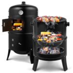 31.5" Portable Charcoal Smoker Grill, 3-in-1 Outdoor Grill Cooker with Built-in Thermometer, Barrel Meat Smoker for Backyard Patio Barbecue Outdoor Smoking Camp - Image 8