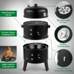 Zimtown BBQ Charcoal Grill Outdoor Barbecue Pit Smoker with 3 Levels Patio Backyard Black - Image 3