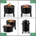 Zimtown BBQ Charcoal Grill Outdoor Barbecue Pit Smoker with 3 Levels Patio Backyard Black - Image 4