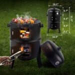 Zimtown BBQ Charcoal Grill Outdoor Barbecue Pit Smoker with 3 Levels Patio Backyard Black - Image 5