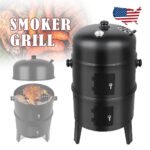 Linsen-outdoors Stainless Steel Vertical Charcoal BBQ Smoker: Versatile 3-in-1 Grill for Smoking, Roasting, and Barbecuing in Your Backyard or Outdoors