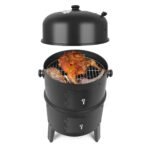 Linsen-outdoors Stainless Steel Vertical Charcoal BBQ Smoker: Versatile 3-in-1 Grill for Smoking, Roasting, and Barbecuing in Your Backyard or Outdoors - Image 3