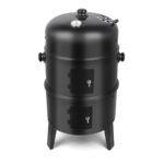 Linsen-outdoors Stainless Steel Vertical Charcoal BBQ Smoker: Versatile 3-in-1 Grill for Smoking, Roasting, and Barbecuing in Your Backyard or Outdoors - Image 4