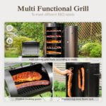 Alpha Joy Vertical Charcoal Grill with Offset Smoker 961 Square Inches Extra Large BBQ - Image 2
