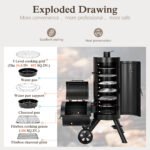 Alpha Joy Vertical Charcoal Grill with Offset Smoker 961 Square Inches Extra Large BBQ - Image 4